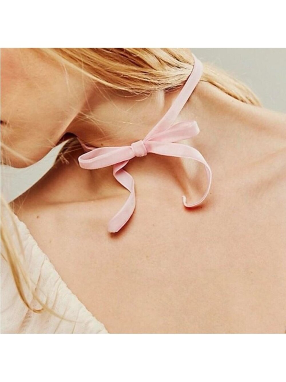 Free People Tan Bow Choker Necklace